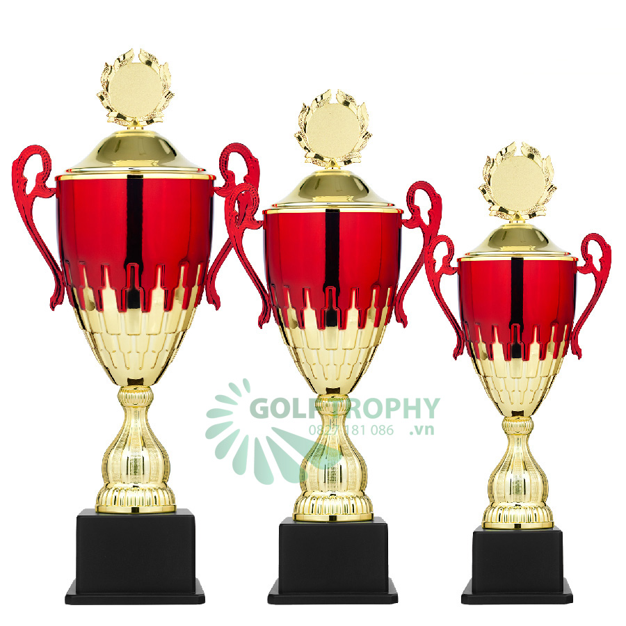 Cúp kim loại cao cấp màu vàng đỏ