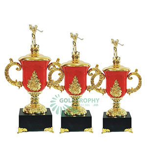 Cúp kim loại màu vàng phối đỏ - GTP-4239