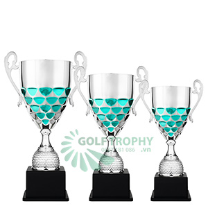 Cúp kim loại cao cấp màu bạc - xanh lá - GTP-30477
