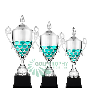 Cúp kim loại cao cấp màu bạc - xanh lá - GTP-30478