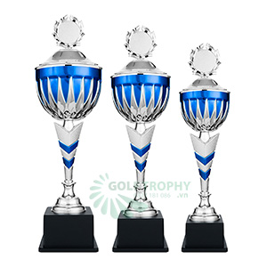 Cúp kim loại màu bạc - xanh dương - GTP-30471