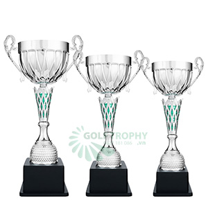 Cúp kim loại màu bạc - xanh lá - GTP-30464