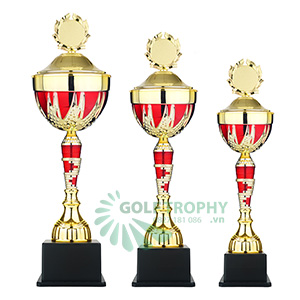 Cúp kim loại màu vàng - đỏ - GTP-3436