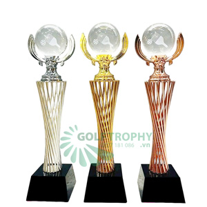 Cúp Pickleball pha lê thân kim loại, bóng pickleball 3D - PIC-1117