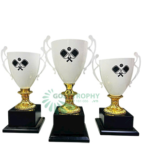 Cúp Pickleball kim loại màu trắng - vàng - PIC-2110