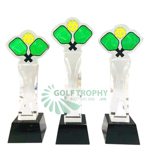Cúp Pickleball pha lê thân trụ, đỉnh pickleball pha lê - PIC-1111