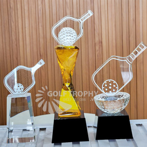 Cúp Pickleball pha lê thân màu vàng đồng - PIC-1109