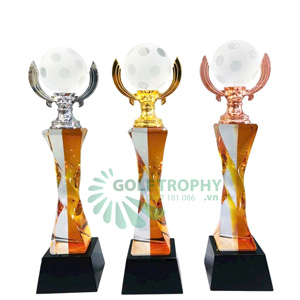 Cúp Pickleball pha lê thân màu đỏ nhạt - PIC-1102