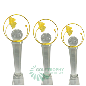 Cúp Pickleball pha lê, thân trụ, quả bóng pickleball 3D - PIC-1138