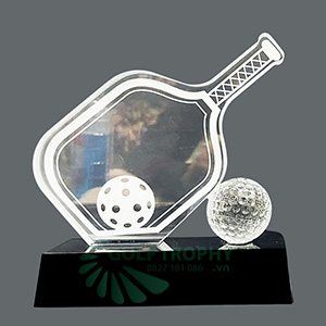 Cúp Pickleball pha lê (thân có thể in nội dung theo yêu cầu) - PIC-1124