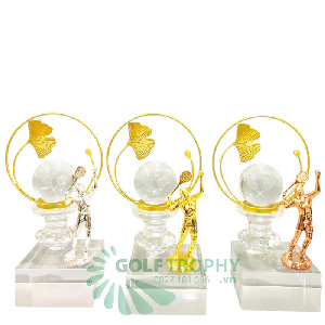 Cúp Pickleball thân kim loại màu vàng, icon pick - PIC-1505