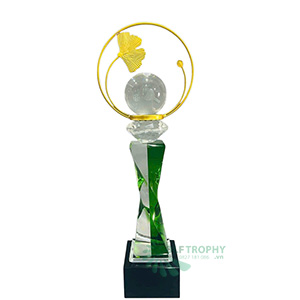 Cúp Pickleball pha lê thân màu xanh, bóng pickleball 3D - PIC-1134 