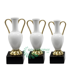 Cúp Golf Cao Cấp Gốm Sứ Trắng Vàng Sang Trọng - GTP-S138